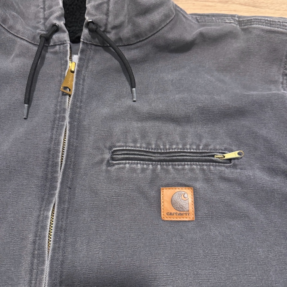 Carhartt J141 Sherpa Lined Jacket Men’s XL GVL Gray Detriot Duck Canvas - Picture 3 of 11